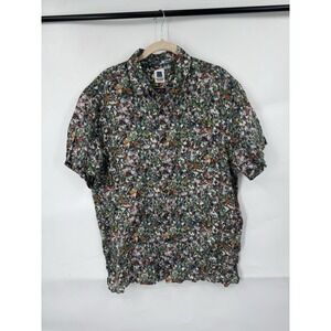 Brooklyn Brigade Multi Sea Glass Print Short Sleeve Linen Shirt Men XL Preppy